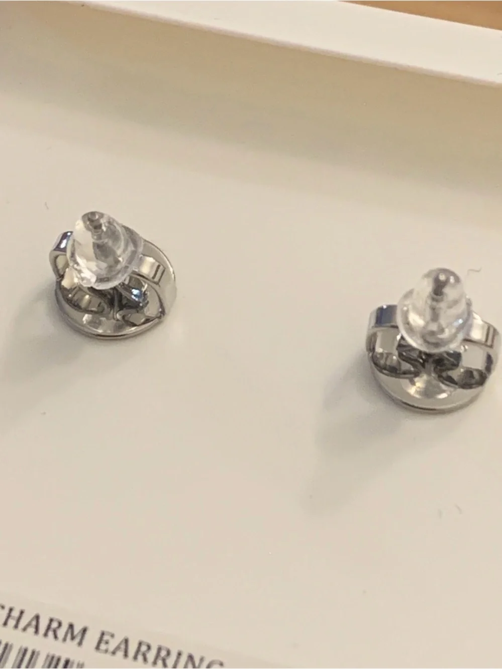 Tory Burch Mini Gunmetal Logo Dome Stud Earrings